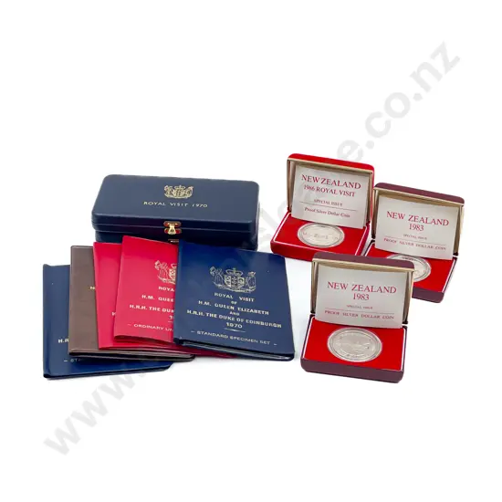 NZ Royal Visits Unc Sets 1970 x2 & $1 1981 1983 Proof $1 x2