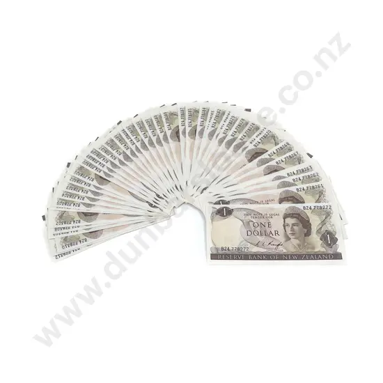 NZ 52 Consecutive $1 Bank Notes Signed Knight B24 778261 - 778312