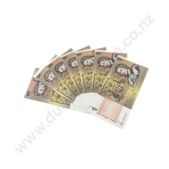 Aust 5 $1 Consecutive Bank Notes plus 2 others