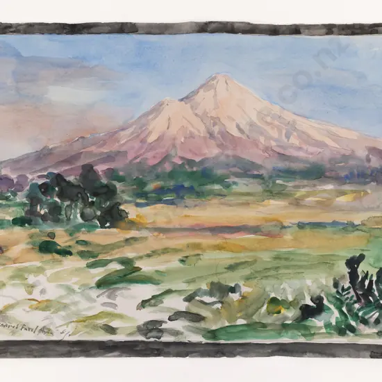 Bernard Aris (1887 - 1977) - Mt Taranaki Sunset (unframed)