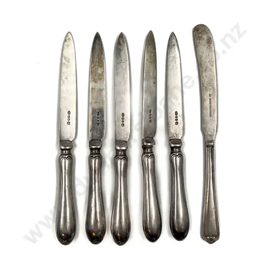 Five Sterling Silver Handled Fruit Knives & Other
