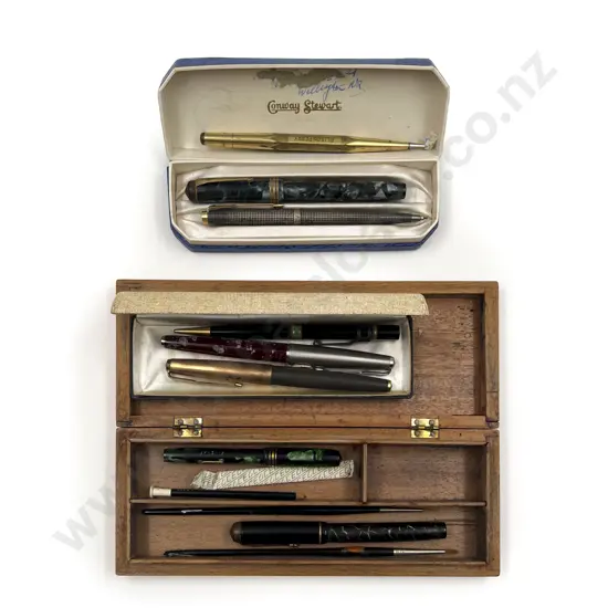 Boxed Conway Stewart Pen with Assorted Vintage Parker Pens etc