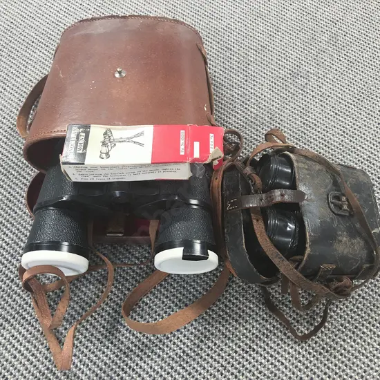 *PLEASE NOTE PHOTO CHANGE*Two Vintage Binoculars in Cases