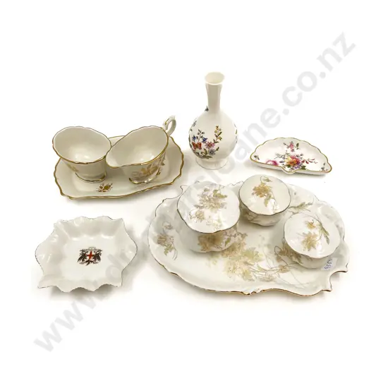 Aynsley Vase with RCD Dish together with Limoges Four Pce Vanity Set etc