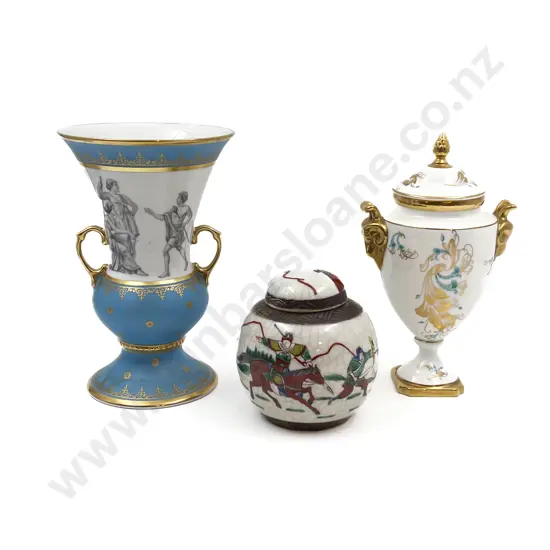 Coalport "Strange Orchid" Lidded Urn together with Ginger Jar & Other Vase