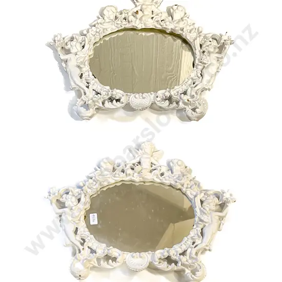 Pair of Painted Wrought Metal Framed Table Mirrors