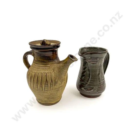 Janet Wright Coffee Pot together with Unmarked Jug