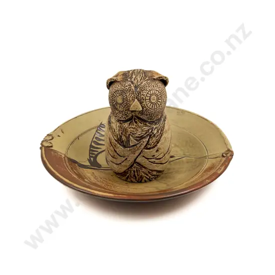 Pottery Owl Form Money Box together with Pottery Shallow Bowl