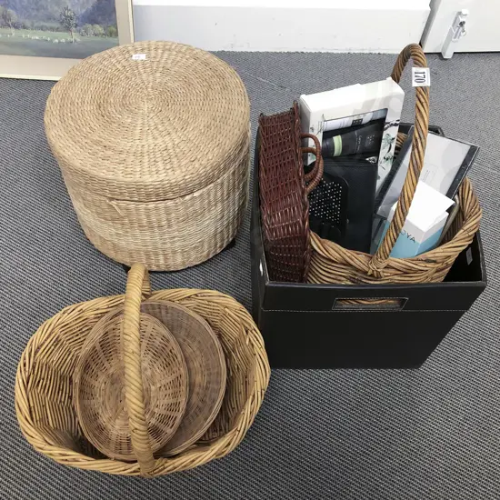 Qty of Assorted Wicker Items etc