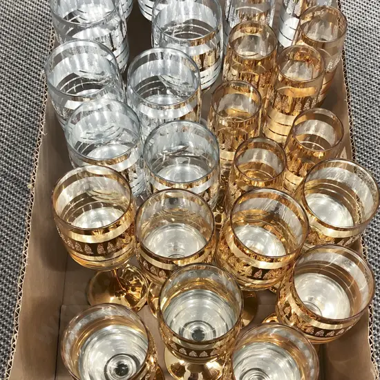 Box of Assorted French Stemmed Glassware