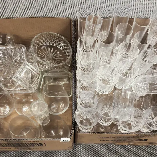 Two Boxes of Assorted Crystal and Glassware