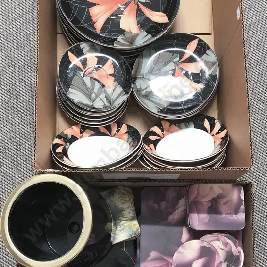 Two Boxes of Assorted China and Placemats/coasters etc