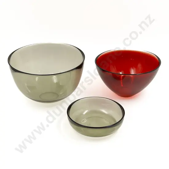 Two Orrefors Bowls together with Shallow Bowl