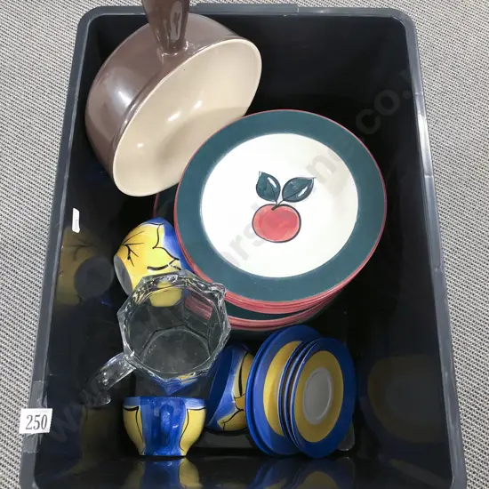 Le Crueset Saucepan together with Temuka Kitchen Crockery etc