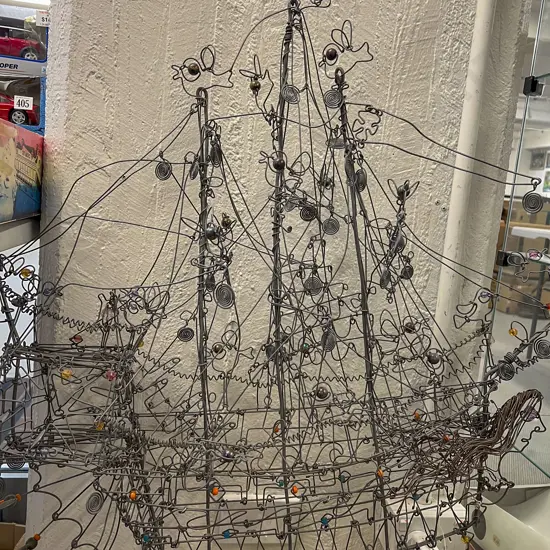Unusual Wire Boat Sculpture