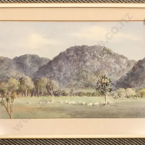 C.T. Laugesen - "Waiorongomai Western Lake Wairarapa" - Watercolour