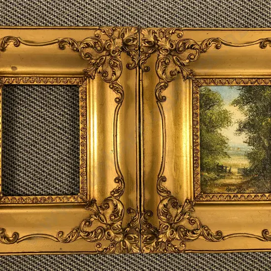 Small Robert Ixer Oil Work in Decorative Gilt Frame together with Matching Empty Frame