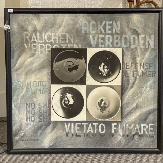 John Fuller - "Vietato Fumare" Abstract - Mixed Media on Board
