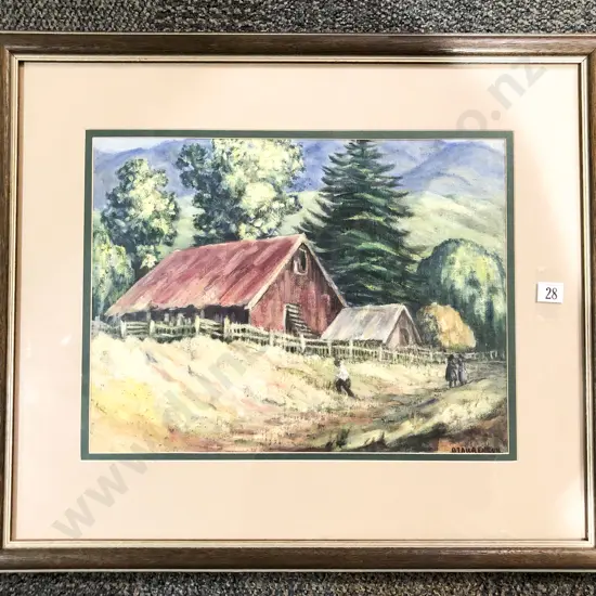 Olive Laurenson - Forest Farm Scene - Oil on Board