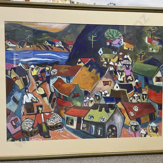 Unknown Artist - Village Scene with Figures