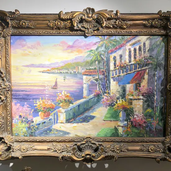 Artist Unknown - Mediterranian Harbour Scene - Oil on Canvas