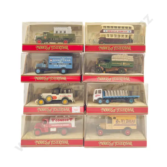 Eight Models of Yesteryear Window Pictorial Backed Boxed Models