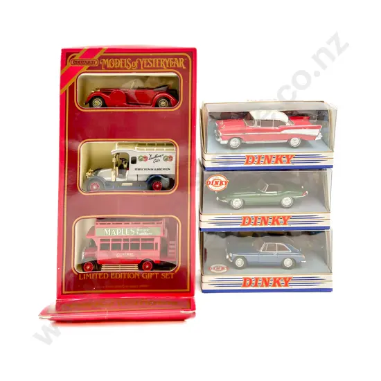 Models of Yesteryear Gift Pack and Three Boxed Matchbox Dinky Models