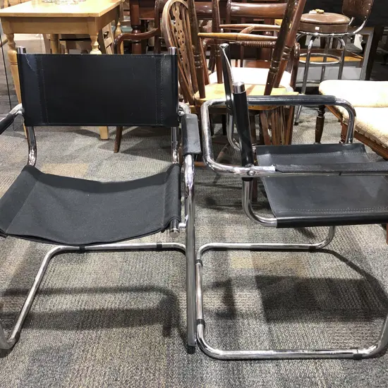 Pair of Italian Made Modern Chrome Armchairs