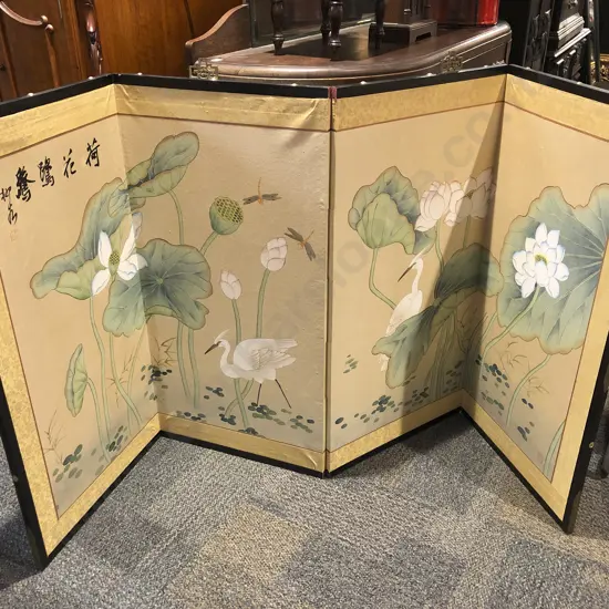 Four Panel Painted Table Screen