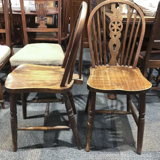 Pair of Stick Back Country Kitchen Chairs
