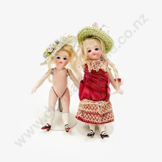 Two German Small All Bisque Dolls