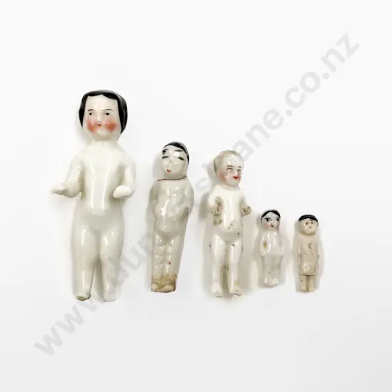 Five German All China Frozen Charlotte Dolls