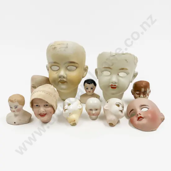 Eleven Various Doll Heads Only