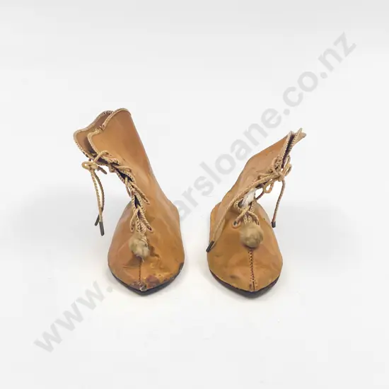 Pair Antique French Doll Shoes 11cm