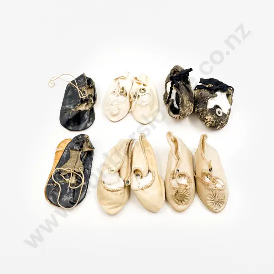 Five Pair Vintage Doll Shoes