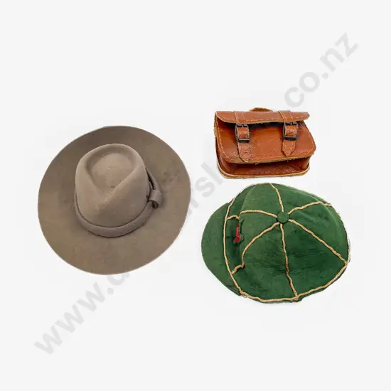 Dolls School Cap with Satchel and Fedora Hat