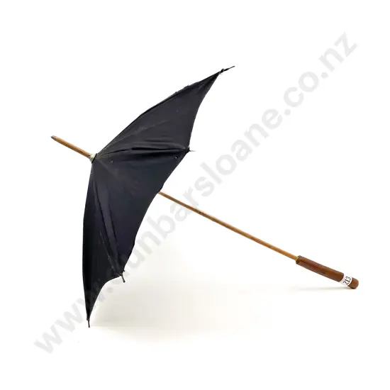 Late Victorian Black Cotton Parasol