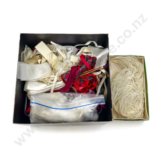 Qty White/Cream and Red Ribbons and Trim