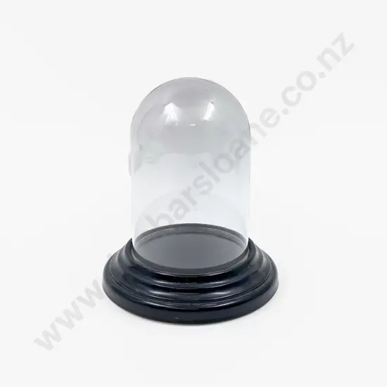 Small Glass Display Dome on Black Glass Base