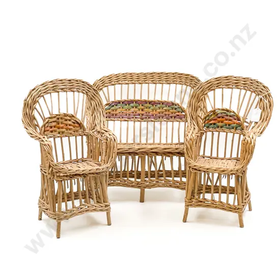 Vintage Dolls 3pce Cane Couch and Two Chairs