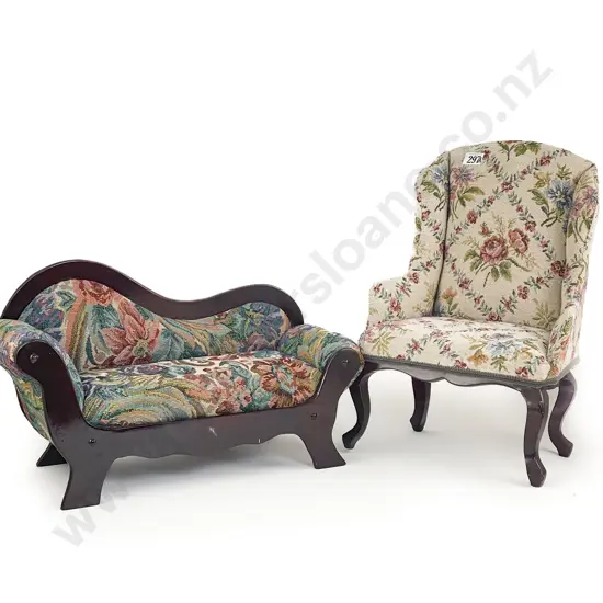 Modern Dolls Chaise Longue and Wing Back Armchair