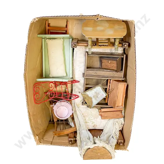 Vintage Dolls Wooden Half Tester Bed