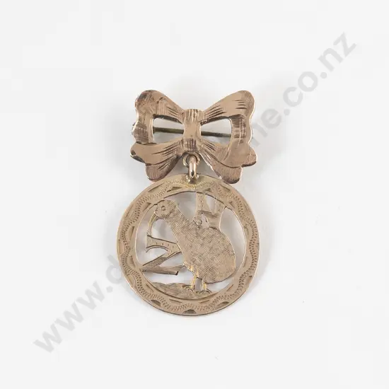 NZ 9ct Kiwi Brooch