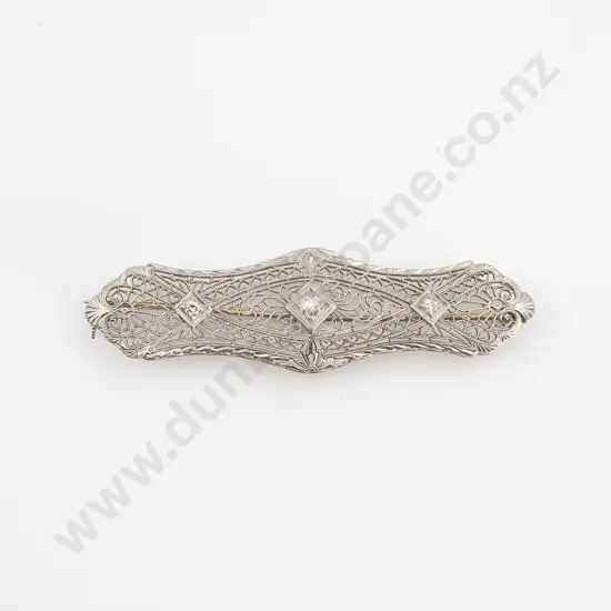Art Deco 14ct White Gold Diamond Brooch