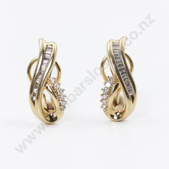 Pair 14ct Diamond Dress Earrings