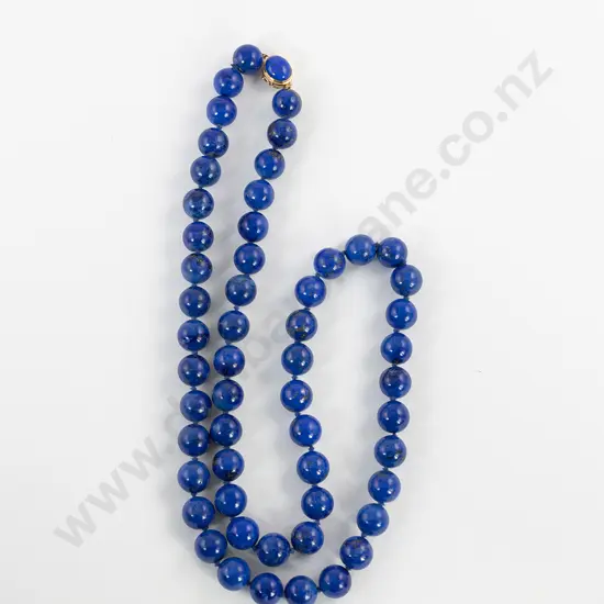Single Strand Uniform Lapis Lazuli Bead Necklace