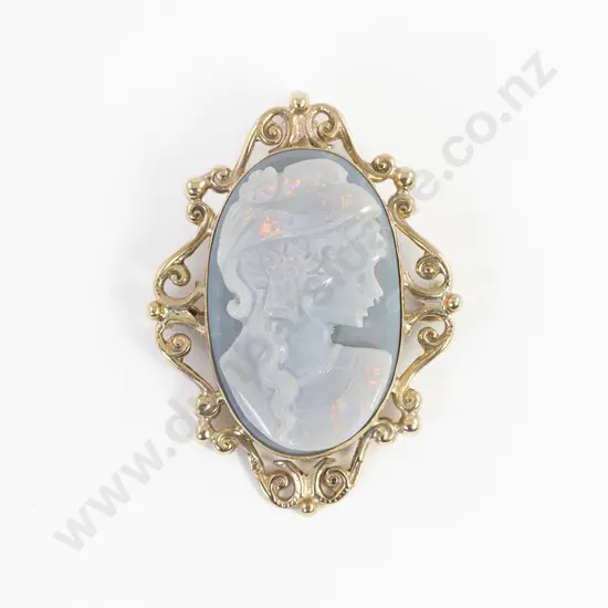 9ct Opal Cameo Brooch/Pendant