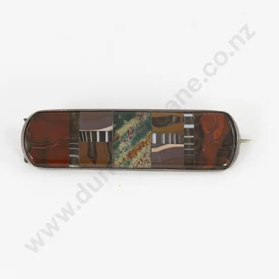 Edwardian Fine Scottish Mixed Pebble Agate Brooch