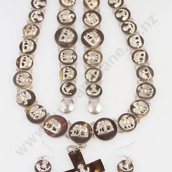 Victorian Anglo-Indian Tortoise Shell & Silver Suite