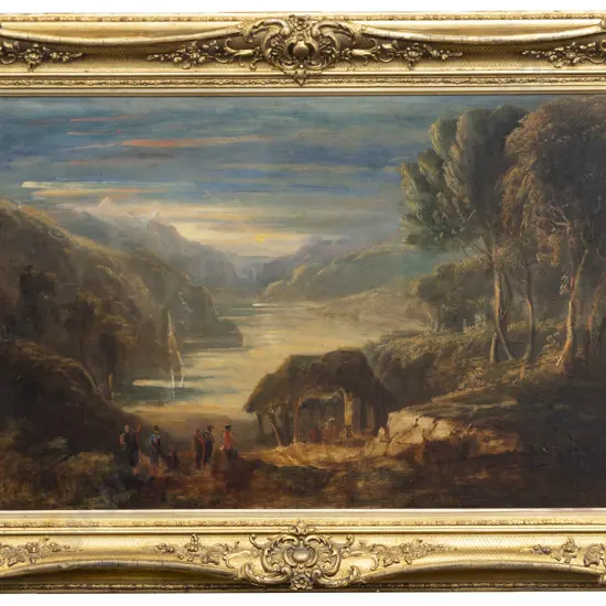 C19th School River Landscape With Figures